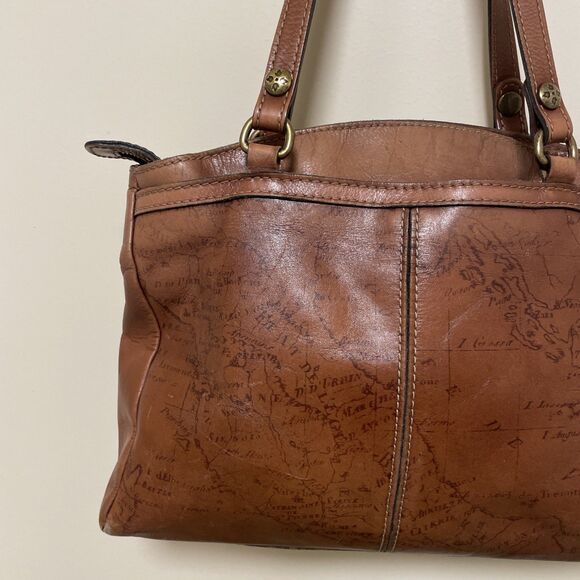 Vintage Patricia Nash Map Signature Design Leather Handbag Purse Shoulder Bag - Picture 12 of 16